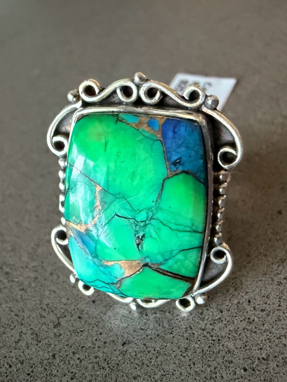 Sterling Silver Turquoise Peacock Dahlia Statement Ring | Size 7 | New